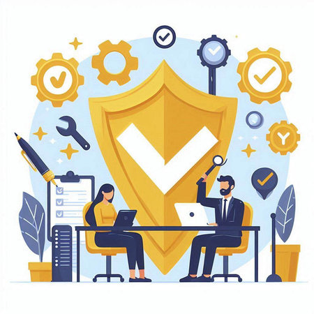 Vector illustration of a flat design concept of software development, programming, coding, testing, testing, testing.のイラスト素材