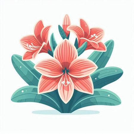 Bouquet of pink lilies on a white background. Vector illustration.のイラスト素材