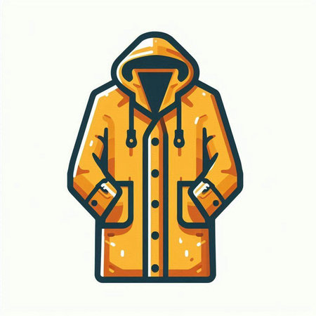 Yellow winter jacket isolated on white background. Vector illustration in flat style.のイラスト素材