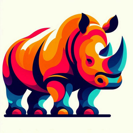 Rhinoceros. Colorful vector illustration for your design.のイラスト素材