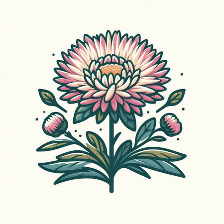 Chrysanthemum. Hand drawn vector illustration. Vintage style.のイラスト素材