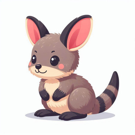 Cute cartoon kangaroo on white background. Vector illustration.のイラスト素材