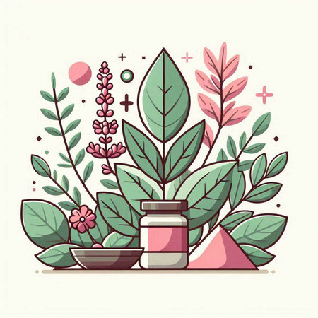 Herbal medicine. Vector illustration in flat style. Herbal medicine.のイラスト素材