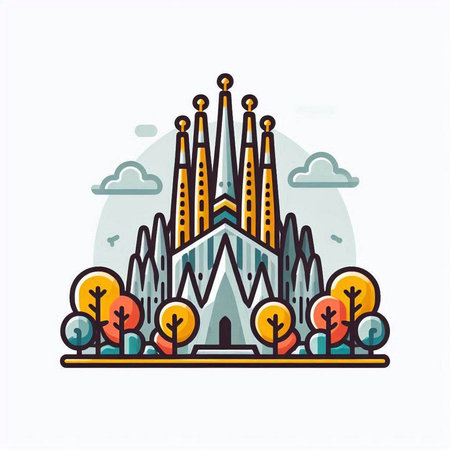 Church of Notre-Dame de Paris, Paris, France. Vector illustrationのイラスト素材