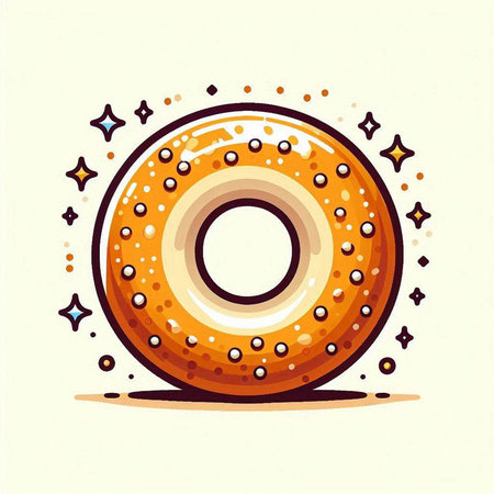 Illustration of donut with glaze and sprinkles. Vector illustration.のイラスト素材