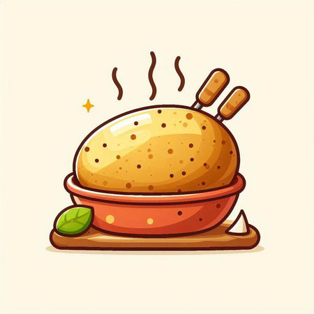 Illustration of a Grilled Chicken in a Bowl on a White Backgroundのイラスト素材