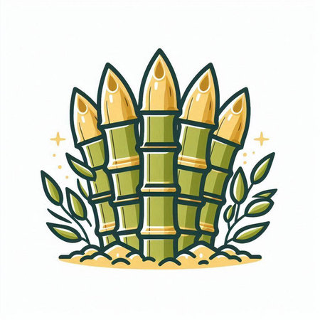 Bamboo vector illustration. Hand drawn bamboo icon. Vector illustration.のイラスト素材
