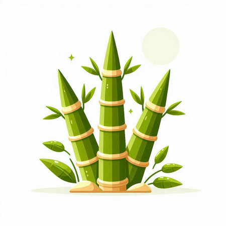 Bamboo plant isolated on white background. Vector flat cartoon illustration.のイラスト素材