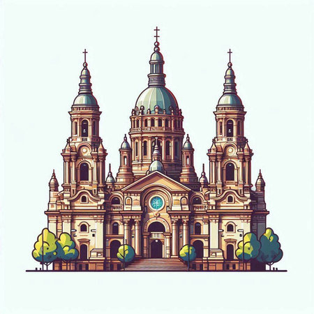 Church of St. Nicholas in Lviv, Ukraine. Vector illustrationのイラスト素材