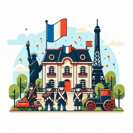 France travel concept. Vector illustration in flat cartoon style on white backgroundのイラスト素材