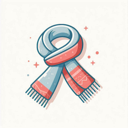 Winter scarf. Vector illustration in cartoon flat style. Isolated on white background.のイラスト素材
