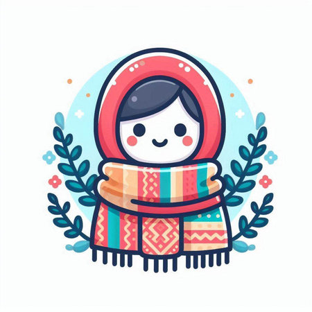 Cute cartoon girl in winter clothes. Vector illustration in a flat style.のイラスト素材