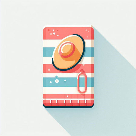 Illustration of a summer beach hat on a mobile phone, flat designのイラスト素材
