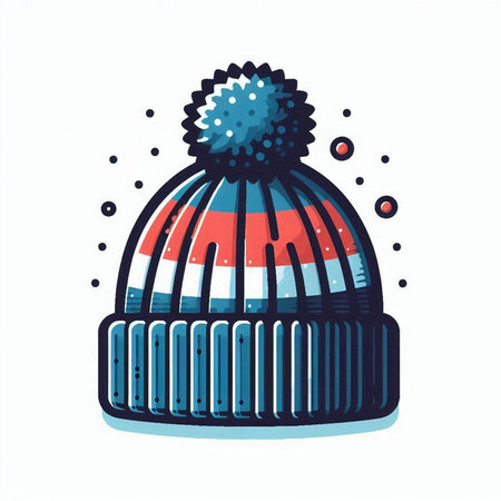 Winter hat with pompom isolated on white background. Vector illustration.のイラスト素材