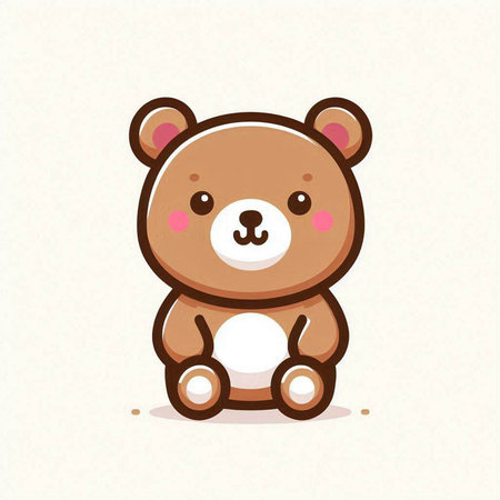 Cute teddy bear on white background. Vector cartoon illustration.のイラスト素材