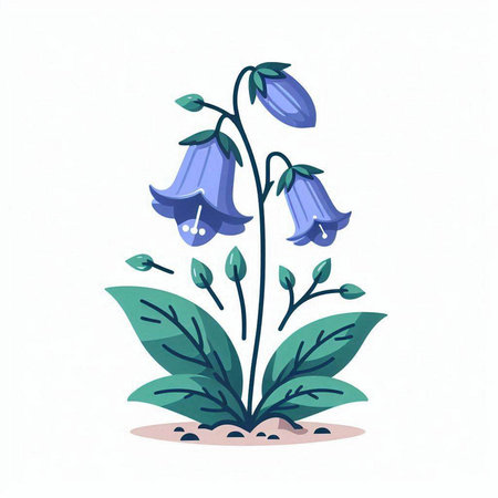 Bluebell flower isolated on white background. Hand drawn vector illustration.のイラスト素材