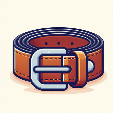 Illustration of a brown belt with a buckle on a white backgroundのイラスト素材
