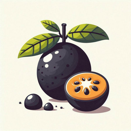 Passion fruit vector illustration isolated on white background. Vector illustration.のイラスト素材