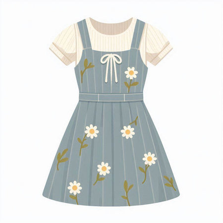 Dress with floral pattern on a white background. Vector illustration.のイラスト素材