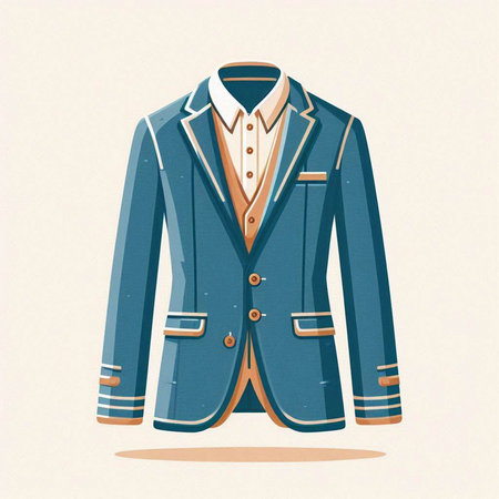 Men's suit. Vector illustration of a man in a blue jacket.のイラスト素材
