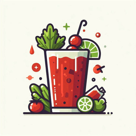 Cocktail with lime and mint. Vector illustration in flat style.のイラスト素材