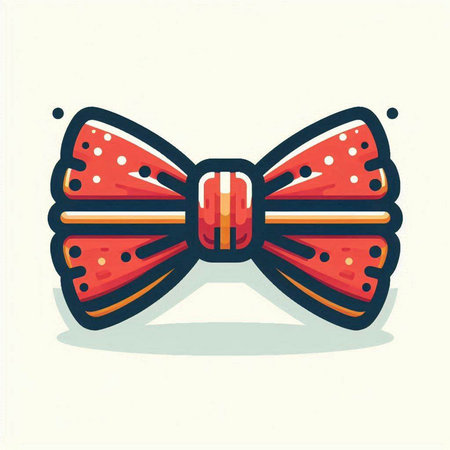 Illustration of a red bow tie isolated on a white background.のイラスト素材