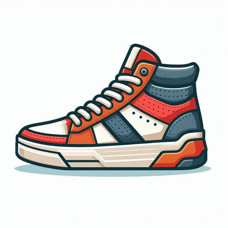 Sneakers isolated on a white background. Vector illustration in cartoon style.のイラスト素材