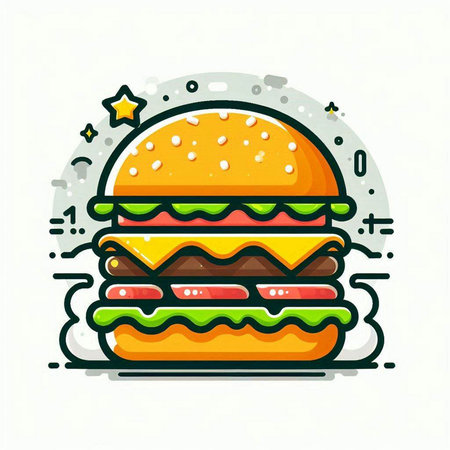 Vector illustration of burger icon. Flat thin line art design for web and mobile.のイラスト素材