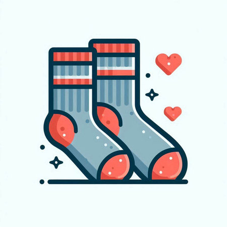 Pair of socks with hearts. Vector illustration in flat style.のイラスト素材