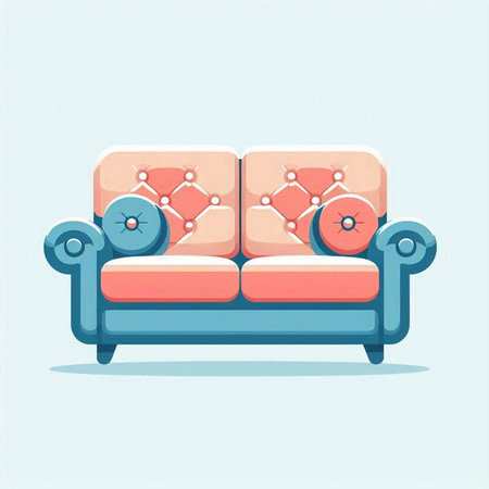 Sofa in flat style. Vector illustration of sofa in flat style.のイラスト素材