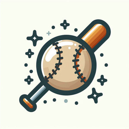Baseball ball and bat. Vector illustration in flat cartoon style.のイラスト素材