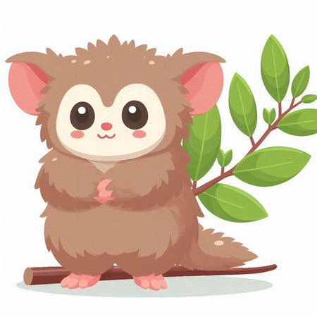 Cute cartoon hamster sitting on a branch. Vector illustration.のイラスト素材
