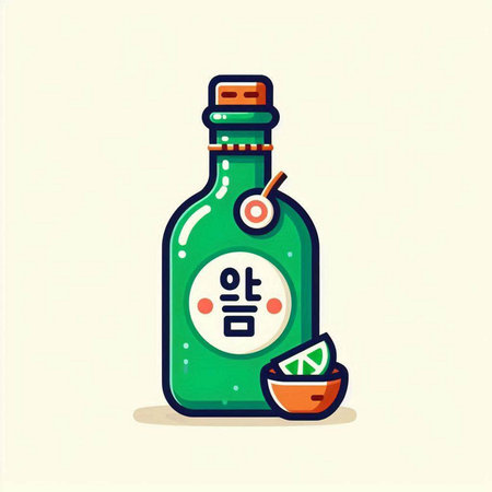 Cute cartoon tequila bottle with lime on white background. Vector illustration.のイラスト素材
