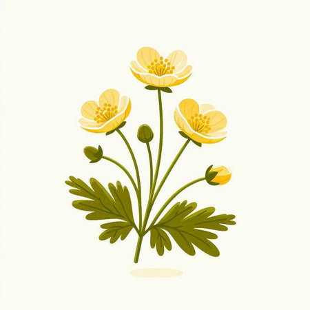 Anemone (anemone ranunculoides)のイラスト素材