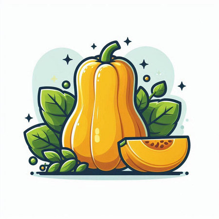 Pumpkin vector illustration on white background. Vegetarian food.のイラスト素材