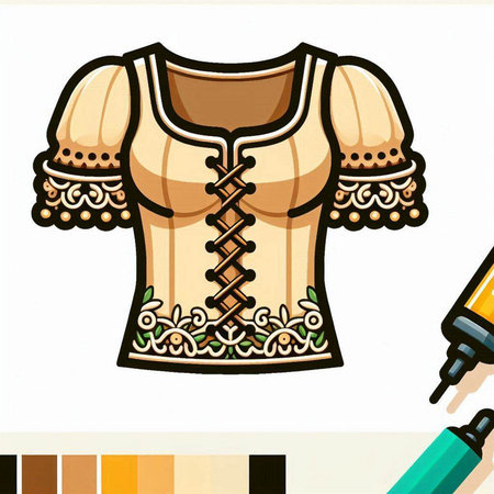 Illustration of a bavarian blouse with embroideryのイラスト素材
