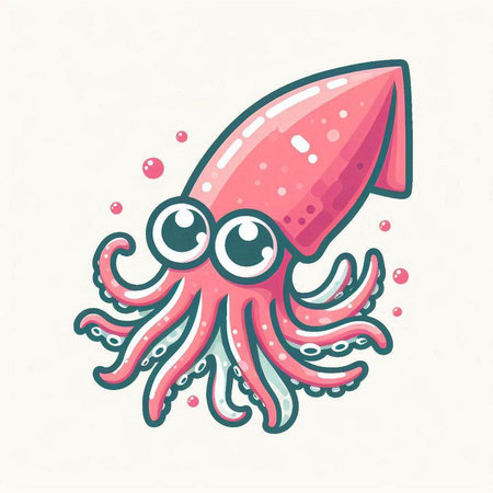 Cute cartoon octopus. Vector illustration on a white background.のイラスト素材