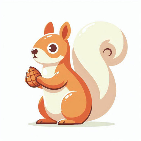 Squirrel with nut isolated on a white background. Vector illustration.のイラスト素材
