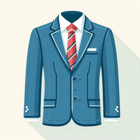 Jacket with necktie. Vector illustration in flat design style.のイラスト素材