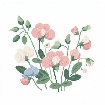 Bouquet of flowers in pastel colors. Vector illustration.のイラスト素材