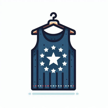 Blue t-shirt with stars on a hanger. Vector illustration.のイラスト素材