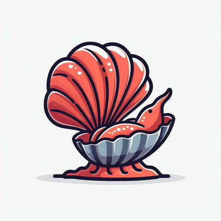 Cute cartoon seashell on a white background. Vector illustration.のイラスト素材
