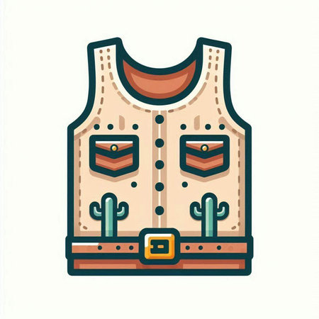 Cartoon style vector illustration of a western jacket with cactus.のイラスト素材
