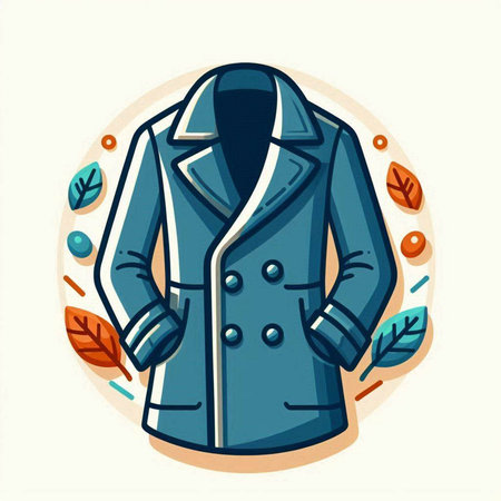 Vector illustration of a coat with autumn leaves on a white background.のイラスト素材
