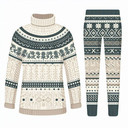 Woolen winter sweaters with snowflakes. Vector illustration.のイラスト素材