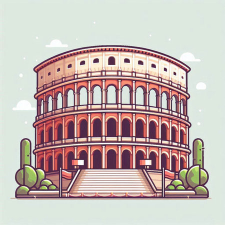 Colosseum in Rome, Italy. Colosseum is one of the main landmarks of Rome.のイラスト素材