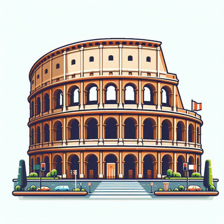 Colosseum building in Rome, Italy. Vector illustration.のイラスト素材