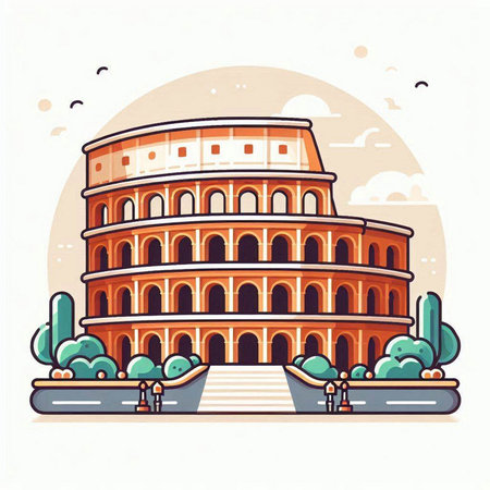 Colosseum in Rome, Italy. Colosseum is one of the main tourist attractions of Rome.のイラスト素材