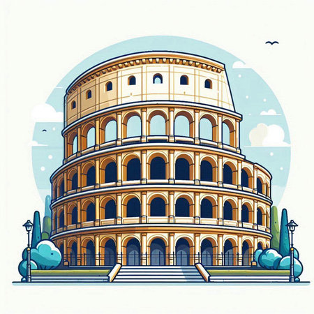 Colosseum in Rome, Italy. Colosseum is one of the symbols of Rome.のイラスト素材