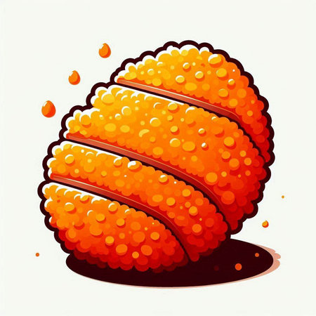 Illustration of a ball of orange caviar on a white backgroundのイラスト素材